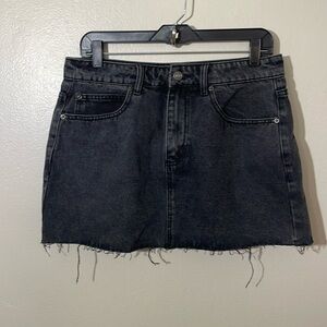 Dolls Kill Black Distressed Denim Mini Skirt